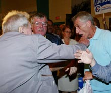 A Conservative Party thug shows what he thinks about gay rights.  (External link to Globe and Mail story - photo by CP)
