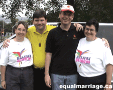 Sue Perkins, Joe Varnell, Kevin Bourassa, Nicky Perkins (Photo by equalmarriage.ca, 2003)