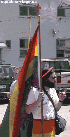 Divine fashion statements in the London parade. (Photo by equalmarriage.ca, 2003)