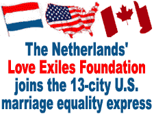 The Netherlands' Love Exiles Foundation joins the 13-city U.S. tour in support of same-sex marriage.