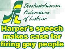 Harper's speech makes case for firing gay people