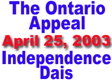 SELECT to read "The Ontario Appeal - Day Four - Independence Dais