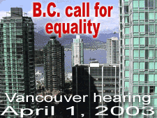 British Columbia advocates  call for equal marriage at the travelling parliamentary hearings in Vancouver (April 1, 2021).