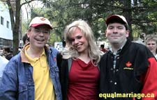 Kevin Bourassa, Enza "Supermodel" Anderson, and Joe Varnell (Photo by equalmarriage.ca, 2002)
