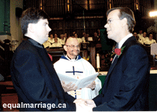 Joe Varnell, Rev. Brent Hawkes, Kevin Bourassa (Photo by MCC Toronto, 2001)