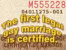 The first legal gay marriage is certified.